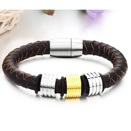 Lättanvänd Armband I Brunt Titanläder För Män