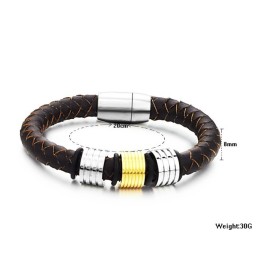 Lättanvänd Armband I Brunt Titanläder För Män