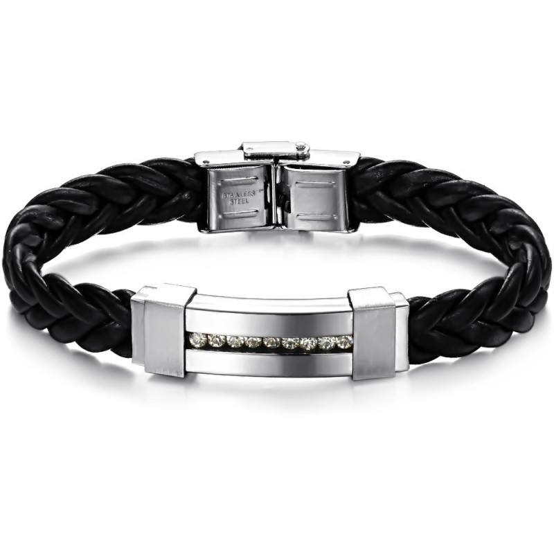 Drottningen Av Kvalitetsarmband I Titanläder Med Strass Drottningen Av Kvalitetsarmband I Titanläder Med Strass
