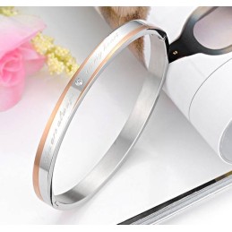 Stabil Kvalitet Titanarmband För Älskare Med Strass