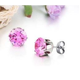Stort Utbud Av Rosa Titanörhängen Med Diamanter För Kvinnor