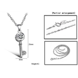Brett Utbud Av Platinapläterat Titanhalsband Med Strass Och Lås För Kvinnor