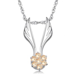 Lättanvänt Halsband I Titan Med Platinaplätering Och Vingform För Kvinnor Och Strass