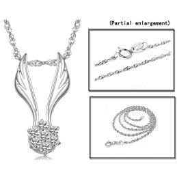 Lättanvänt Halsband I Titan Med Platinaplätering Och Vingform För Kvinnor Och Strass