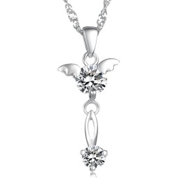 Stabil Kvalitet För Kvinnor I Lila Platinapläterat Titanhalsband Med Diamanter