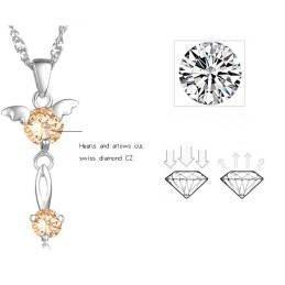 Stabil Kvalitet För Kvinnor I Lila Platinapläterat Titanhalsband Med Diamanter