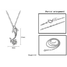 Världsberömt Kvinnligt Delfinformat Platinapläterat Titanhalsband Med Diamanter