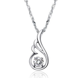 Brett Utbud Av Platinapläterat Titanhalsband Med Diamanter För Kvinnor