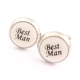 Best Man Titan- Och Svart Ip-Pläterade Runda Manschettknappar
