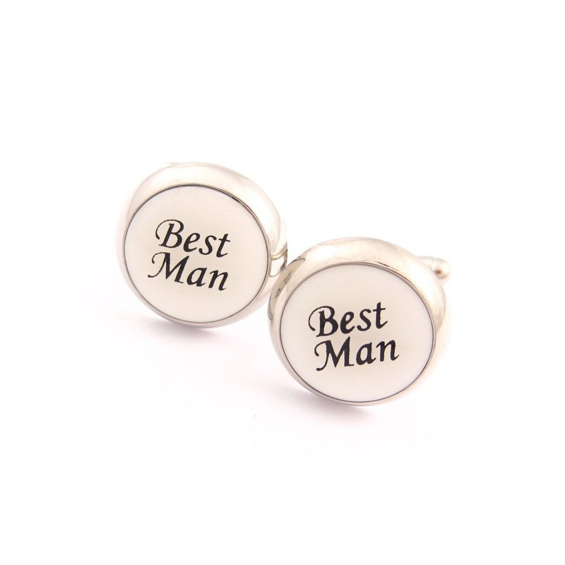 Best Man Titan- Och Svart Ip-Pläterade Runda Manschettknappar Best Man Titan- Och Svart Ip-Pläterade Runda Manschettknappar