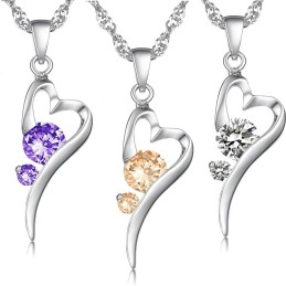 Brett Utbud Av Platinapläterat Titanhalsband Med Diamanter För Kvinnor