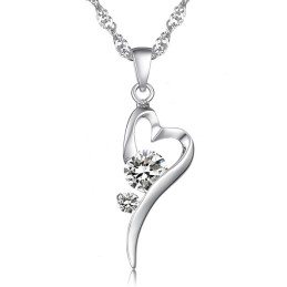 Brett Utbud Av Platinapläterat Titanhalsband Med Diamanter För Kvinnor