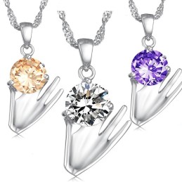 Brett Utbud Av Lila Platinapläterad Titanhalsband Med Diamanter För Kvinnor
