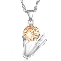 Brett Utbud Av Lila Platinapläterad Titanhalsband Med Diamanter För Kvinnor