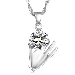 Brett Utbud Av Lila Platinapläterad Titanhalsband Med Diamanter För Kvinnor