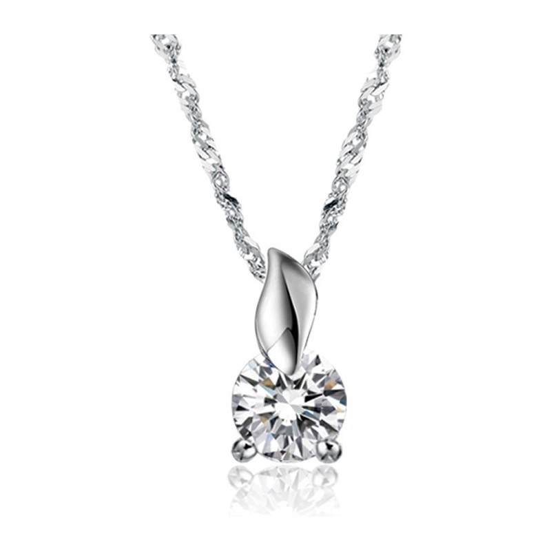 Lättanvänt Halsband I Platinapläterat Titan Med Diamanter För Kvinnor Lättanvänt Halsband I Platinapläterat Titan Med Diamanter För Kvinnor