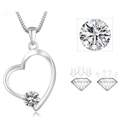 Brett Utbud Av Platinapläterat Titanhalsband Med Diamanter För Kvinnor