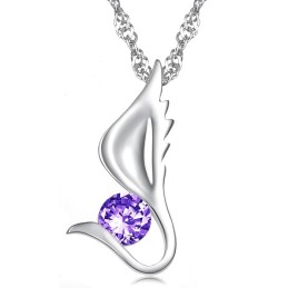 Drottningen Av Kvalitet, Vingformat Halsband I Platinapläterat Titan Med Diamanter För Kvinnor