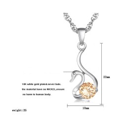 Pålitligt Rykte För Kvinnor, Svanformad Platinapläterad Titanhalsband Med Diamanter