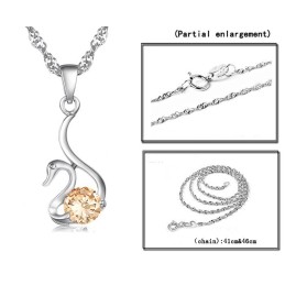 Pålitligt Rykte För Kvinnor, Svanformad Platinapläterad Titanhalsband Med Diamanter