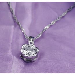 Stabil Kvalitet För Kvinnor I Rosformad Platinapläterad Titanhalsband