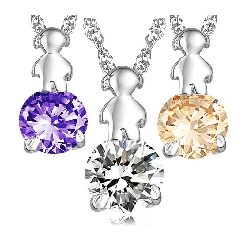 Slitstarkt Halsband I Platinapläterat Titan Med Diamanter För Kvinnor Slitstarkt Halsband I Platinapläterat Titan Med Diamanter För Kvinnor