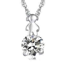 Slitstarkt Halsband I Platinapläterat Titan Med Diamanter För Kvinnor