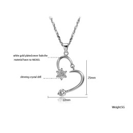 Kvalitets- Och Kvantitetsgaranterat Platinapläterat Titanhalsband Med Strass För Kvinnor