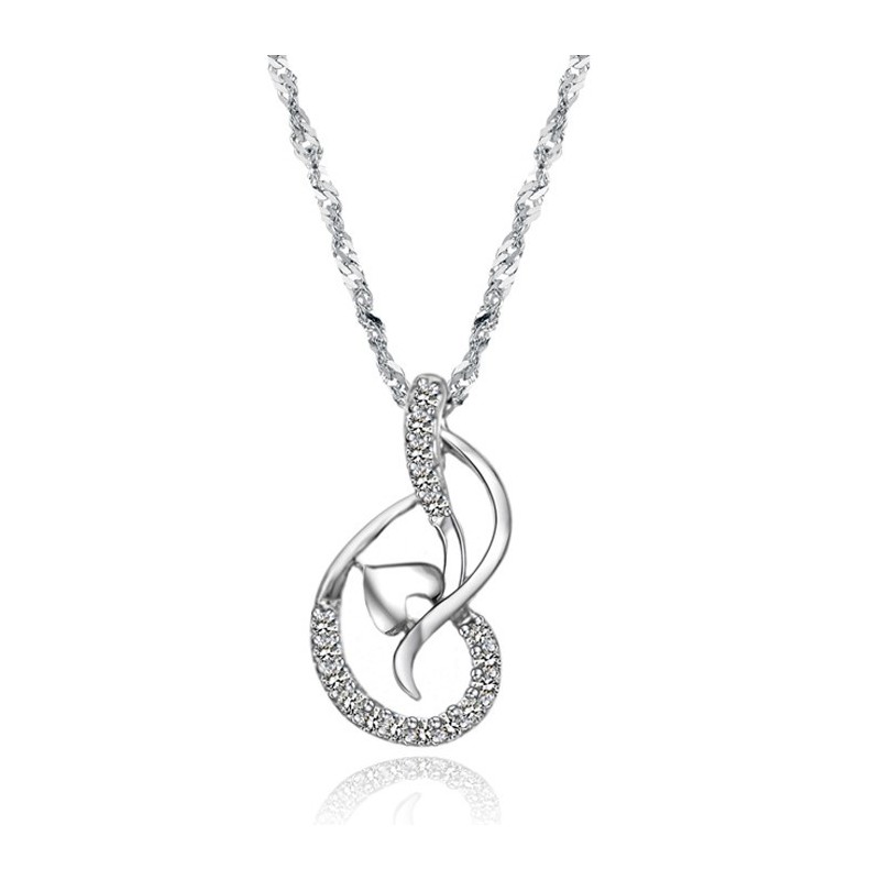 Högkvalitativt Halsband I Platinapläterat Titan Med Strass För Kvinnor Högkvalitativt Halsband I Platinapläterat Titan Med Strass För Kvinnor
