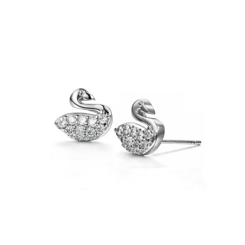 Slitstarka Örhängen I Titan Med Diamanter I Form Av En Svan Och Platina Slitstarka Örhängen I Titan Med Diamanter I Form Av En Svan Och Platina