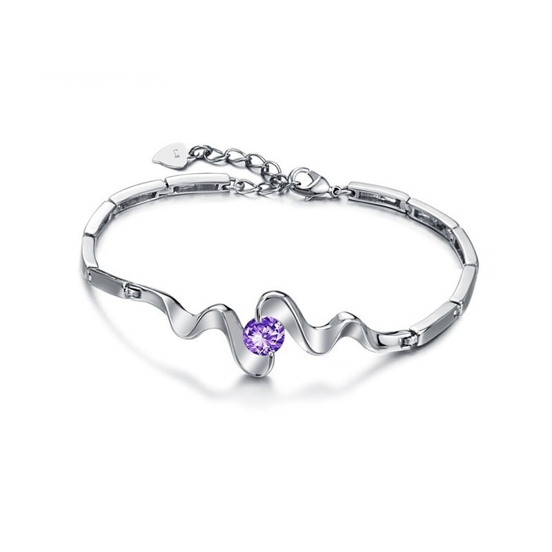 Högkvalitativt Lila Platinapläterat Titanarmband Med Diamanter För Kvinnor Högkvalitativt Lila Platinapläterat Titanarmband Med Diamanter För Kvinnor