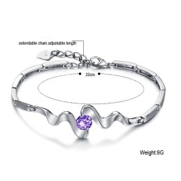 Högkvalitativt Lila Platinapläterat Titanarmband Med Diamanter För Kvinnor