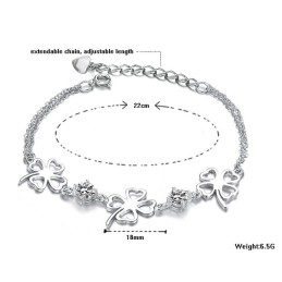 Drottningen Av Kvalitet, Kvinnligt Klöverformat Platinapläterat Titanarmband Med Diamanter