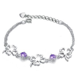 Drottningen Av Kvalitet, Kvinnligt Klöverformat Platinapläterat Titanarmband Med Diamanter