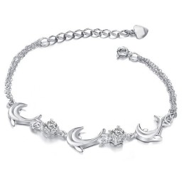 Högkvalitativt Delfinformat Platinapläterat Titanarmband För Kvinnor