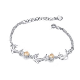 Högkvalitativt Delfinformat Platinapläterat Titanarmband För Kvinnor