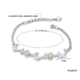Högkvalitativt Delfinformat Platinapläterat Titanarmband För Kvinnor