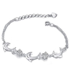 Kvalitets- Och Kvantitetsgaranterat Delfinformat Platinapläterat Titanarmband Med Kristall För Kvinnor