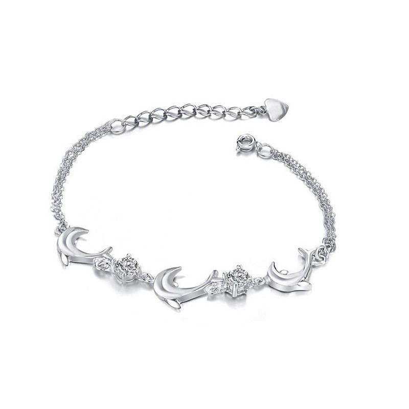 Kvalitets- Och Kvantitetsgaranterat Delfinformat Platinapläterat Titanarmband Med Kristall För Kvinnor Kvalitets- Och Kvantitetsgaranterat Delfinformat Platinapläterat Titanarmband Med Kristall För Kvinnor