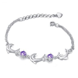 Kvalitets- Och Kvantitetsgaranterat Delfinformat Platinapläterat Titanarmband Med Kristall För Kvinnor