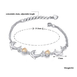 Kvalitets- Och Kvantitetsgaranterat Delfinformat Platinapläterat Titanarmband Med Kristall För Kvinnor