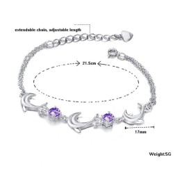 Kvalitets- Och Kvantitetsgaranterat Delfinformat Platinapläterat Titanarmband Med Kristall För Kvinnor