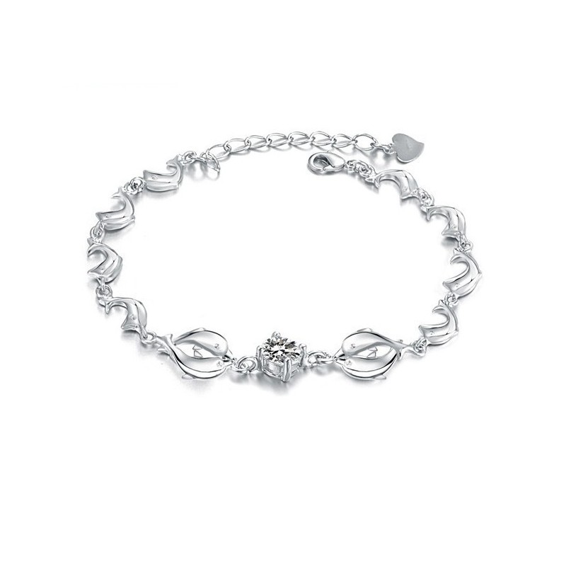 Drottningen Av Kvalitet, Delfinformat Platinapläterat Titanarmband För Kvinnor Drottningen Av Kvalitet, Delfinformat Platinapläterat Titanarmband För Kvinnor