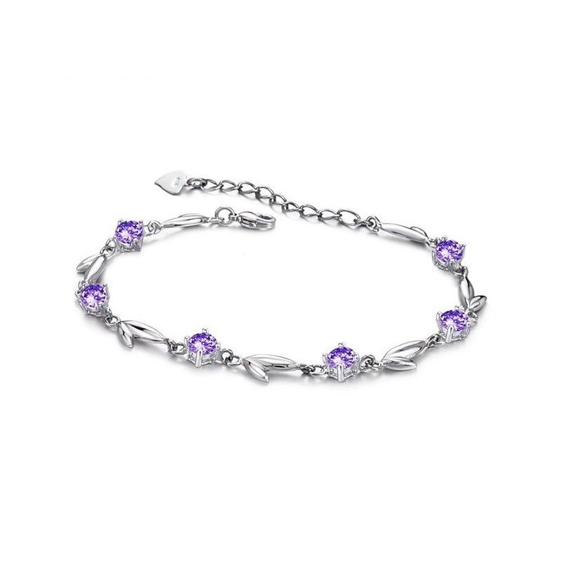Världsberömt Lila Platinapläterat Titanarmband Med Diamanter För Kvinnor Världsberömt Lila Platinapläterat Titanarmband Med Diamanter För Kvinnor