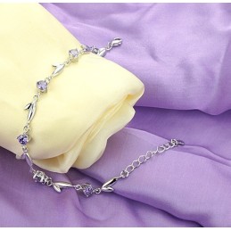 Världsberömt Lila Platinapläterat Titanarmband Med Diamanter För Kvinnor