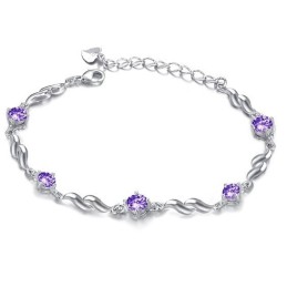 Kvalitets- Och Kvantitetsgaranterat Lila Platinapläterat Titanarmband Med Diamanter För Kvinnor