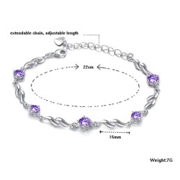 Kvalitets- Och Kvantitetsgaranterat Lila Platinapläterat Titanarmband Med Diamanter För Kvinnor