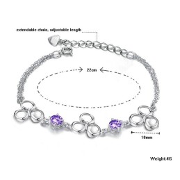 Platinapläterat Titanarmband Av Högsta Kvalitet För Kvinnor Med Lila Kristaller