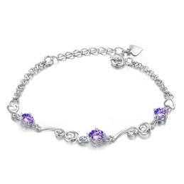 Högkvalitativt Lila Platinapläterat Titanarmband Med Diamanter För Kvinnor