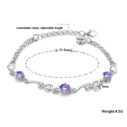 Högkvalitativt Lila Platinapläterat Titanarmband Med Diamanter För Kvinnor